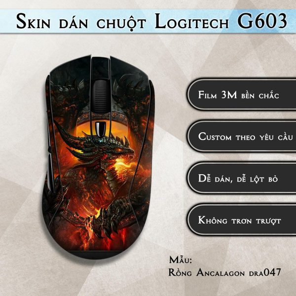 Skin dán chuột Logitech G603 mẫu Rồng Ancalagon dra047