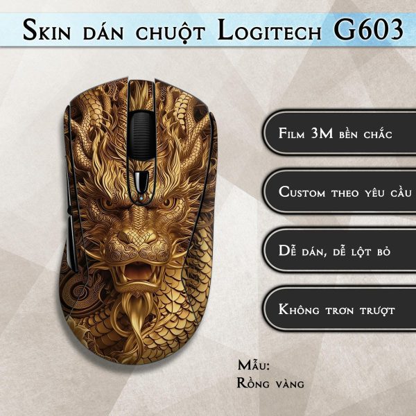 Skin dán chuột Logitech G603 mẫu Rồng vàng
