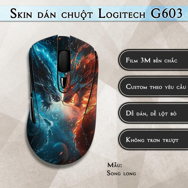 Skin dán chuột Logitech G603 mẫu Song long