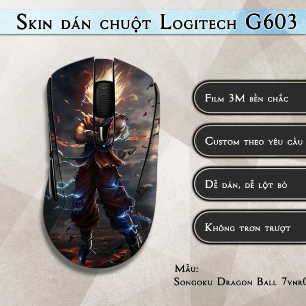 Skin dán chuột Logitech G603 mẫu Songoku Dragon Ball 7vnr007