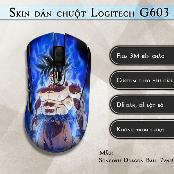 Skin dán chuột Logitech G603 mẫu Songoku Dragon Ball 7vnr008