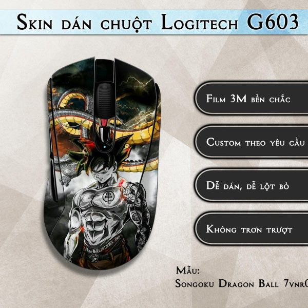 Skin dán chuột Logitech G603 mẫu Songoku Dragon Ball 7vnr014