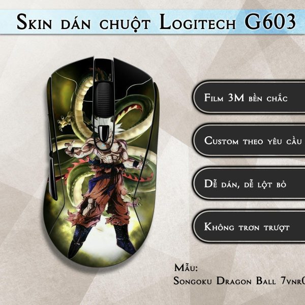 Skin dán chuột Logitech G603 mẫu Songoku Dragon Ball 7vnr017