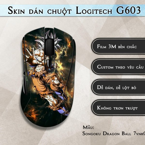 Skin dán chuột Logitech G603 mẫu Songoku Dragon Ball 7vnr021