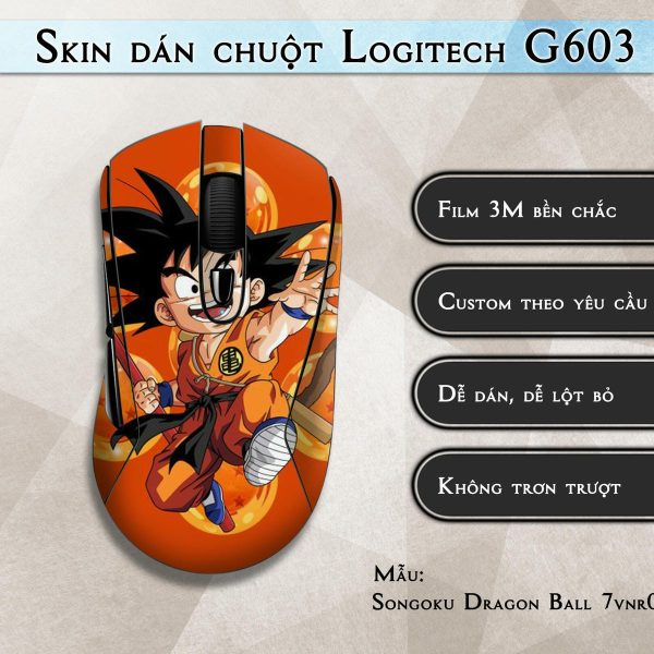 Skin dán chuột Logitech G603 mẫu Songoku Dragon Ball 7vnr027