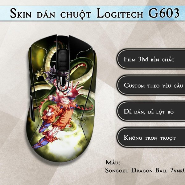 Skin dán chuột Logitech G603 mẫu Songoku Dragon Ball 7vnr034