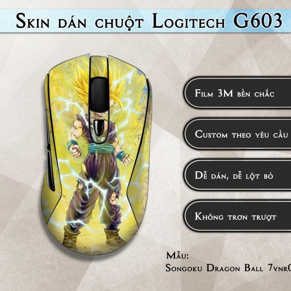 Skin dán chuột Logitech G603 mẫu Songoku Dragon Ball 7vnr038