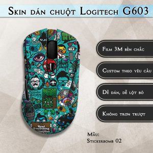 Skin dán chuột Logitech G603 mẫu Stickerbomb 02