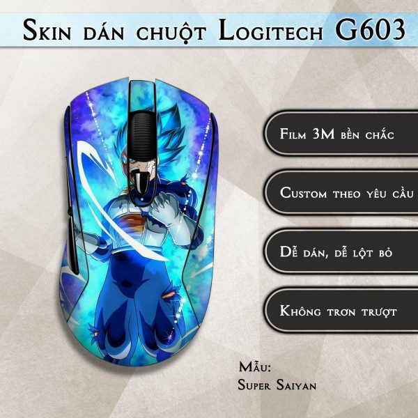 Skin dán chuột Logitech G603 mẫu Super Saiyan