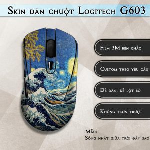 Skin dán chuột Logitech G603 mẫu Sóng nhật giữa trời đầy sao