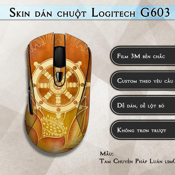 Skin dán chuột Logitech G603 mẫu Tam Chuyển Pháp Luân lsm067