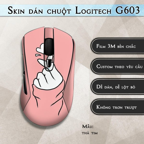 Skin dán chuột Logitech G603 mẫu thả tim