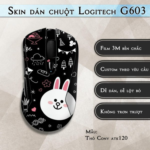 Skin dán chuột Logitech G603 mẫu Thỏ Cony atk120