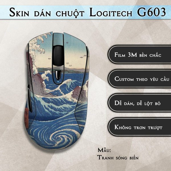 Skin dán chuột Logitech G603 mẫu Tranh sóng biển