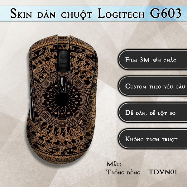 Skin dán chuột Logitech G603 mẫu Trống đồng - TDVN01