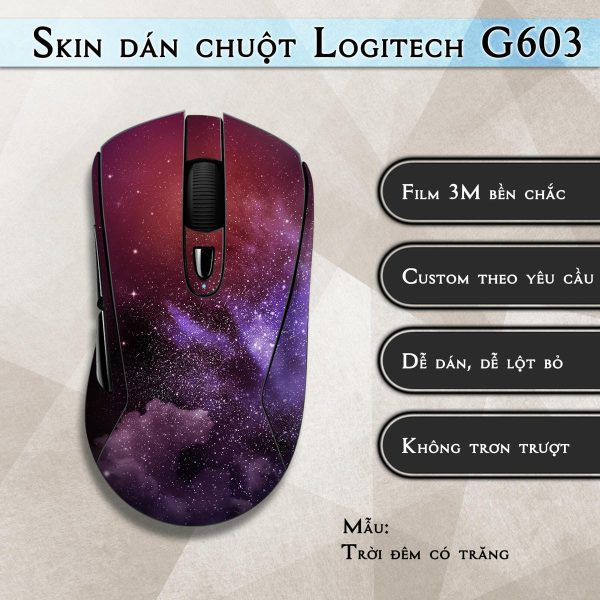 Skin dán chuột Logitech G603 mẫu Trời đêm có trăng