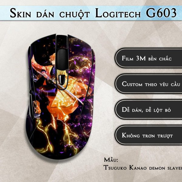 Skin dán chuột Logitech G603 mẫu Tsuguko Kanao demon slayer