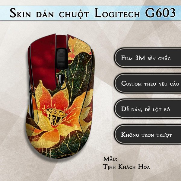 Skin dán chuột Logitech G603 mẫu Tịnh Khách Hoa