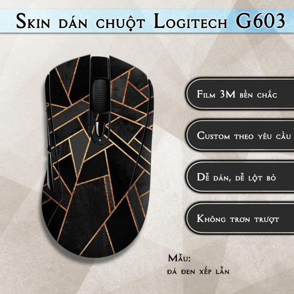 Skin dán chuột Logitech G603 mẫu đá đen xếp lẫn