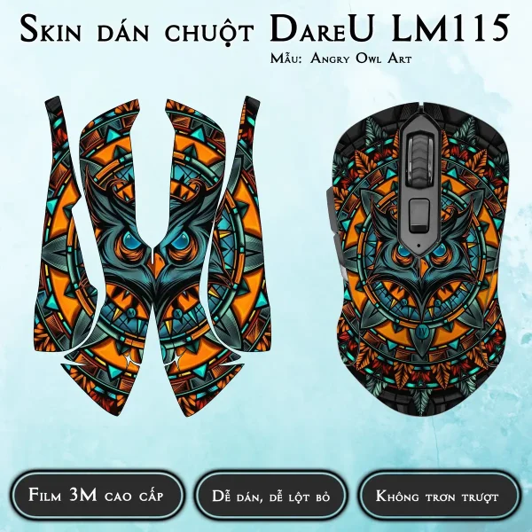 Skin dán DareU LM115 Angry Owl Art
