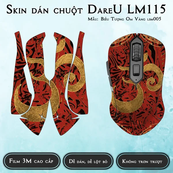 Skin dán chuột Dareu LM115 mẫu Biểu Tượng Om Vàng lsm005