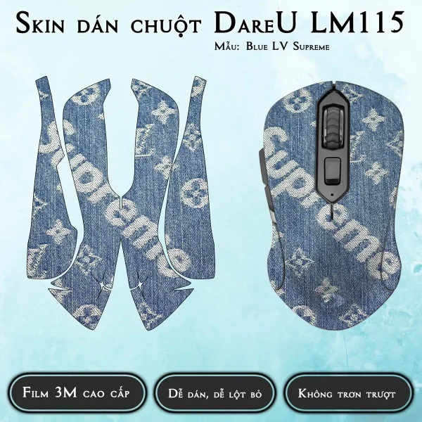 Skin dán chuột Dareu LM115 mẫu Blue LV Supreme