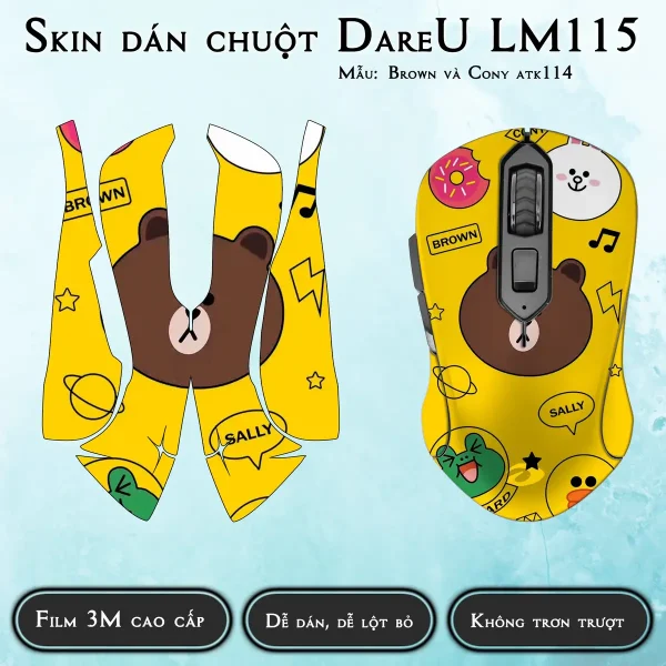 Skin dán chuột Dareu LM115 mẫu Brown và Cony atk114