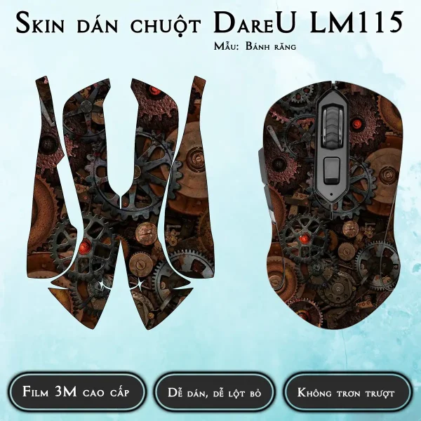 Skin dán chuột Dareu LM115 mẫu Bánh răng