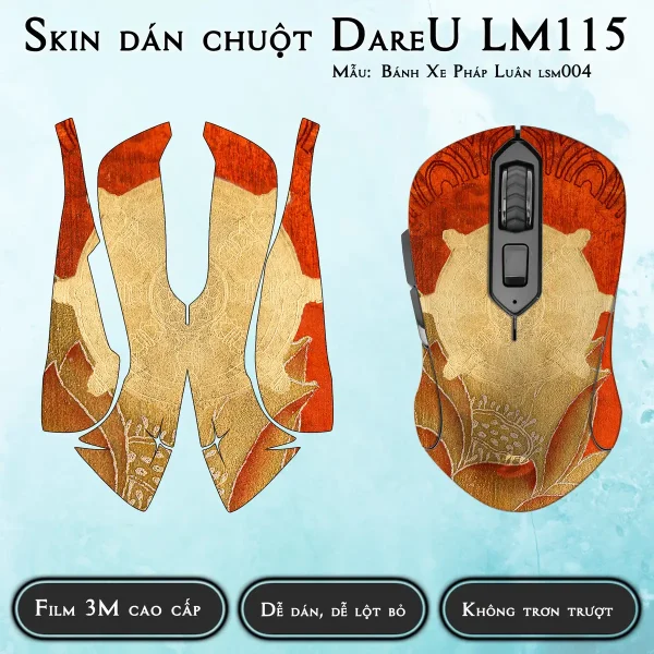 Skin dán chuột Dareu LM115 mẫu Bánh Xe Pháp Luân lsm004