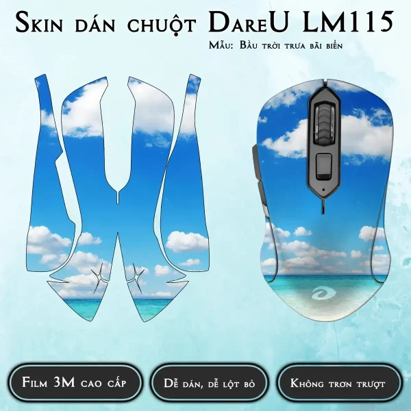 Skin dán chuột Dareu LM115 mẫu Bầu trời trưa bãi biển