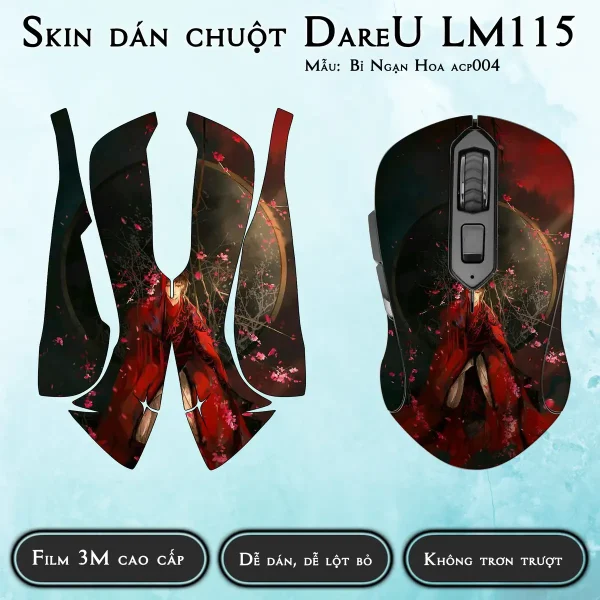 Skin dán chuột Dareu LM115 mẫu Bỉ Ngạn Hoa acp004