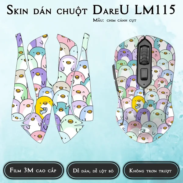 Skin dán chuột Dareu LM115 mẫu chim cánh cụt