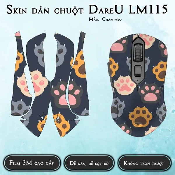 Skin dán chuột Dareu LM115 mẫu Chân mèo