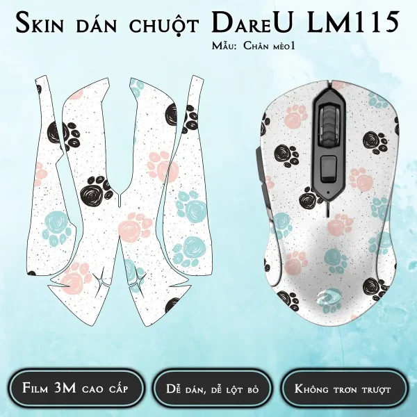 Skin dán chuột Dareu LM115 mẫu Chân mèo1