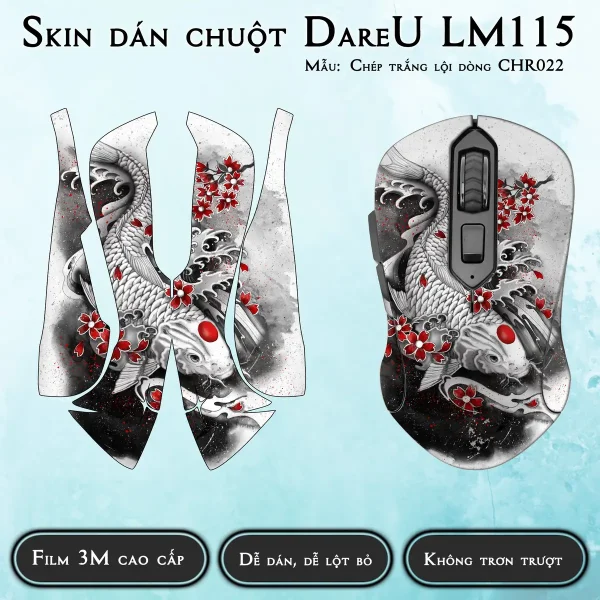Skin dán chuột Dareu LM115 mẫu Chép trắng lội dòng CHR022