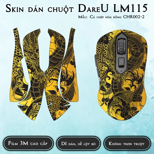 Skin dán chuột Dareu LM115 mẫu Cá chép hóa rồng CHR002-2