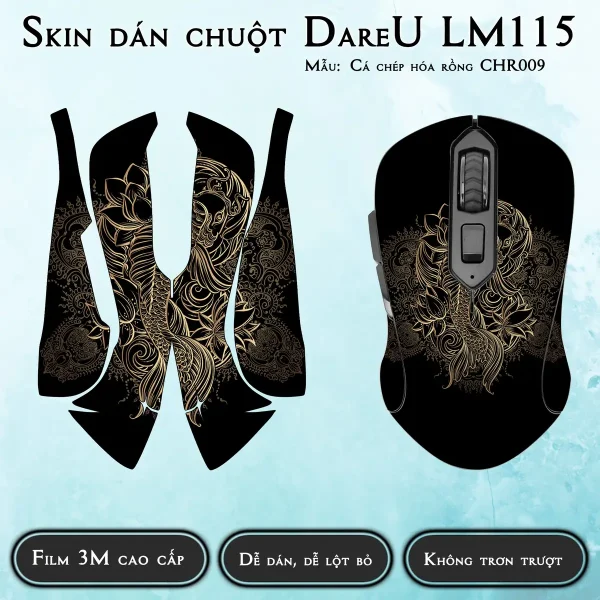 Skin dán chuột Dareu LM115 mẫu Cá chép hóa rồng CHR009