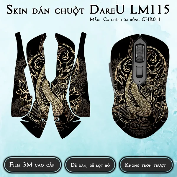 Skin dán chuột Dareu LM115 mẫu Cá chép hóa rồng CHR011