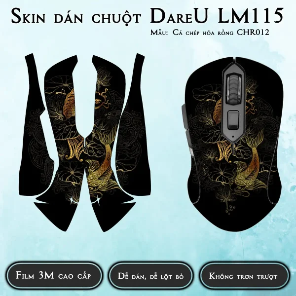 Skin dán chuột Dareu LM115 mẫu Cá chép hóa rồng CHR012