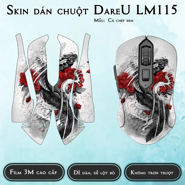 Skin dán chuột Dareu LM115 mẫu Cá chép đen