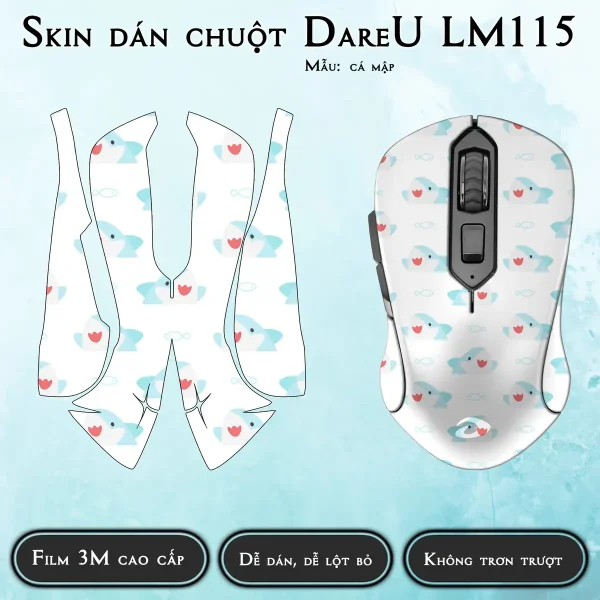 Skin dán chuột Dareu LM115 mẫu cá mập