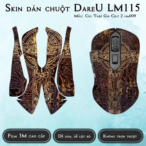 Skin dán chuột Dareu LM115 mẫu Cây Thập Giá Celt 2 lsm009