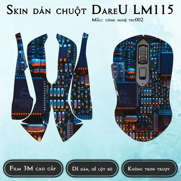 Skin dán chuột Dareu LM115 mẫu công nghệ tec002