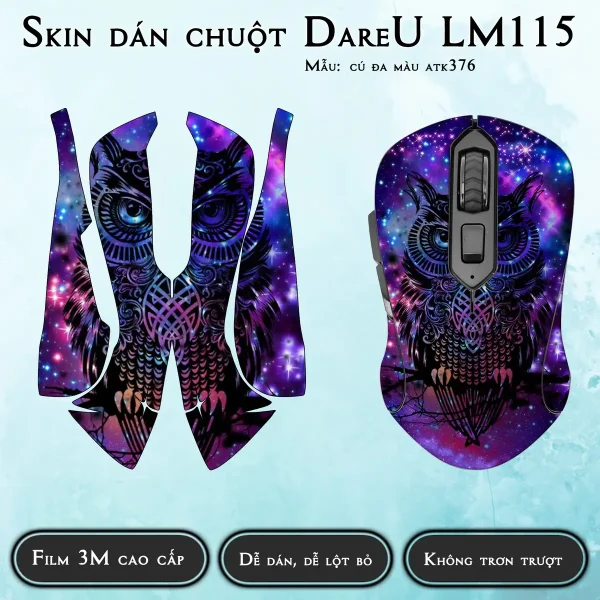 Skin dán chuột Dareu LM115 mẫu cú đa màu atk376