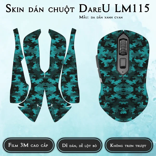 Skin dán chuột Dareu LM115 mẫu da dắn xanh cyan