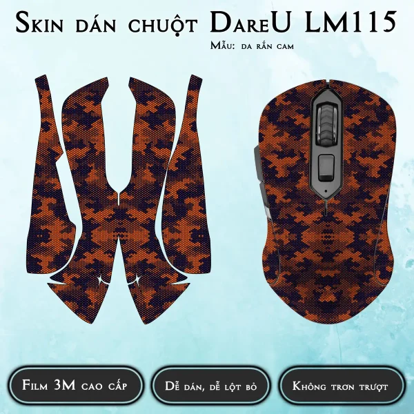 Skin dán chuột Dareu LM115 mẫu da rắn cam