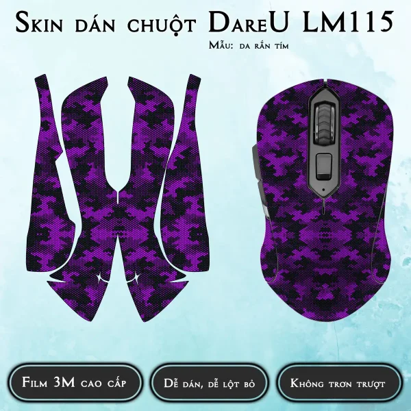 Skin dán chuột Dareu LM115 mẫu da rắn tím
