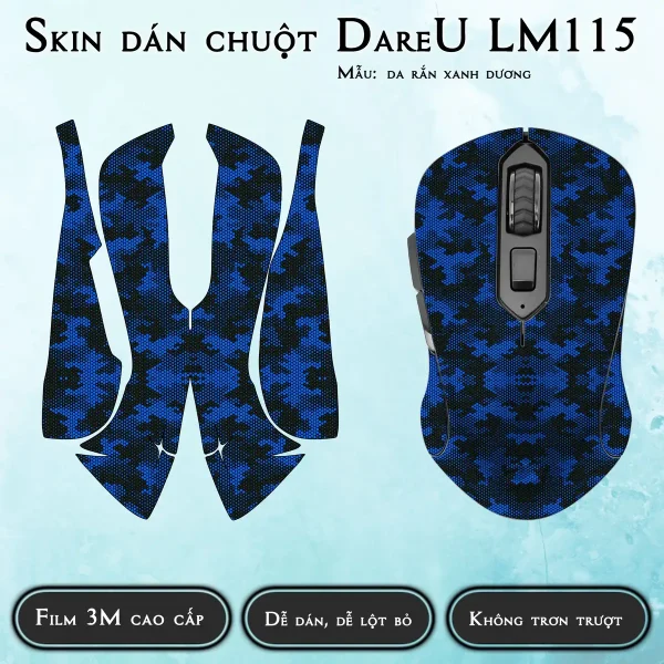 Skin dán chuột Dareu LM115 mẫu da rắn xanh dương