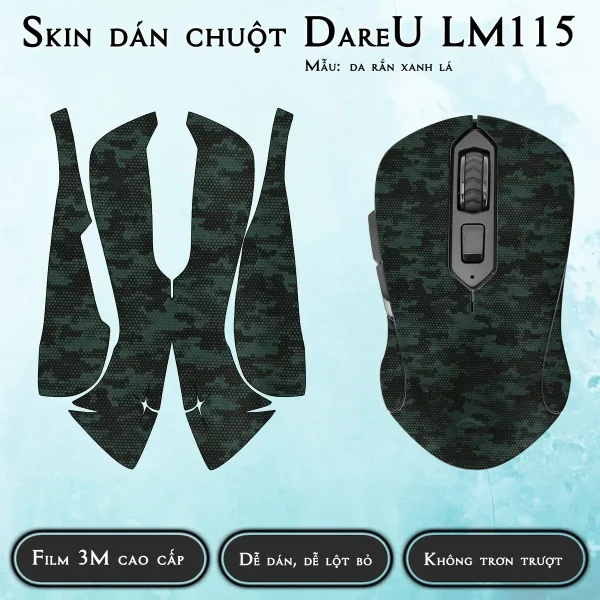 Skin dán chuột Dareu LM115 mẫu da rắn xanh lá