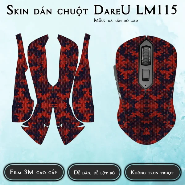 Skin dán chuột Dareu LM115 mẫu da rắn đỏ cam